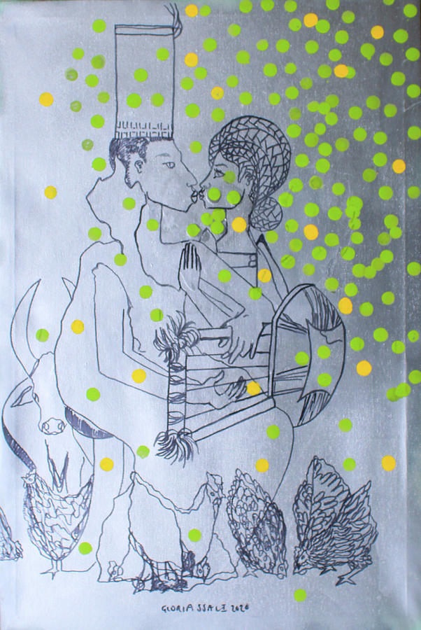 Kintu and Nambi The Serenade #26 Painting by Gloria Ssali
