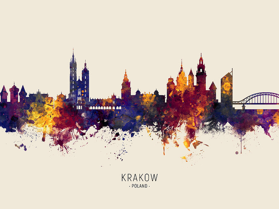 Krakow Poland Skyline #26 Digital Art by Michael Tompsett