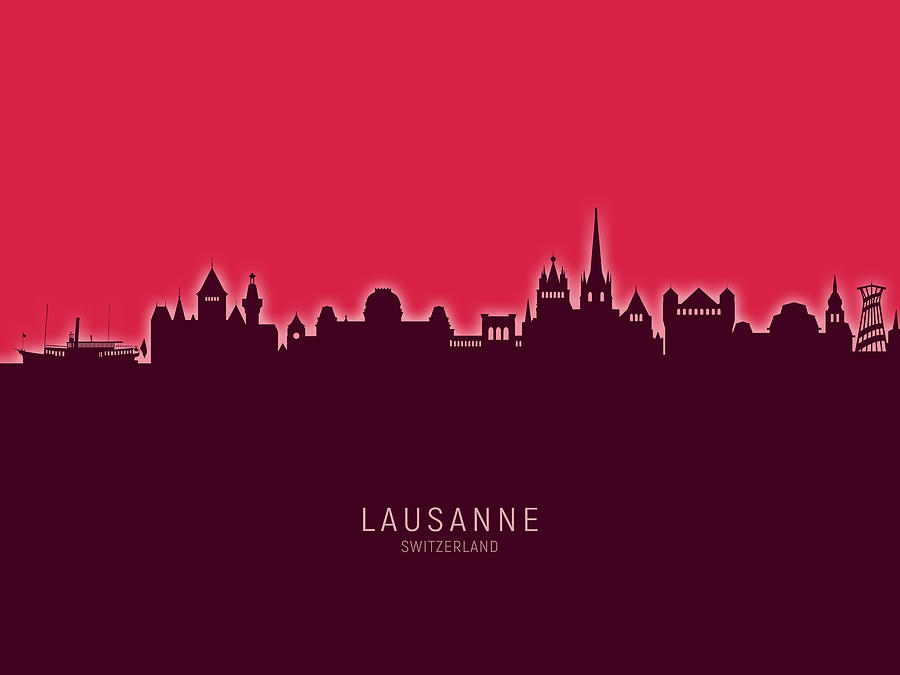 Lausanne Switzerland Skyline #26 Digital Art by Michael Tompsett