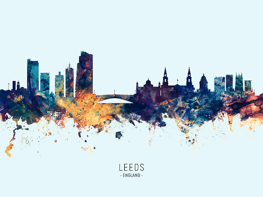 Leeds England Skyline #26 Digital Art by Michael Tompsett