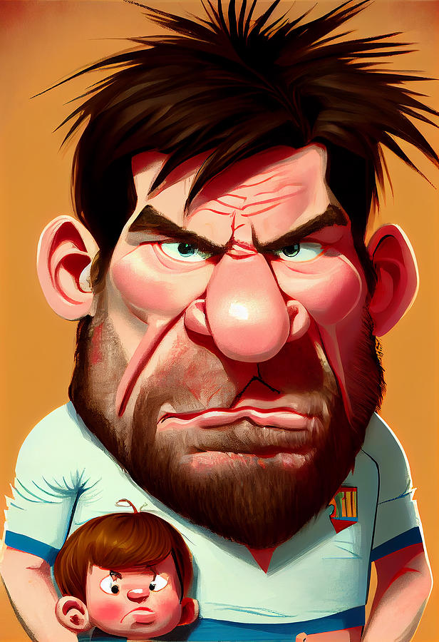 Lionel Messi Caricature Mixed Media