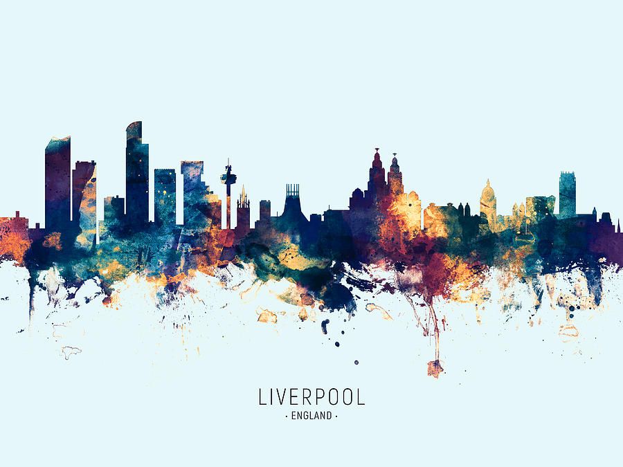 Liverpool England Skyline #26 Digital Art by Michael Tompsett