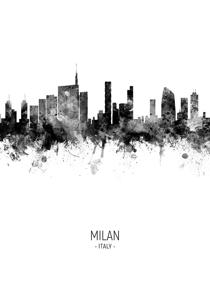 Milan Italy Skyline #26 Digital Art by Michael Tompsett