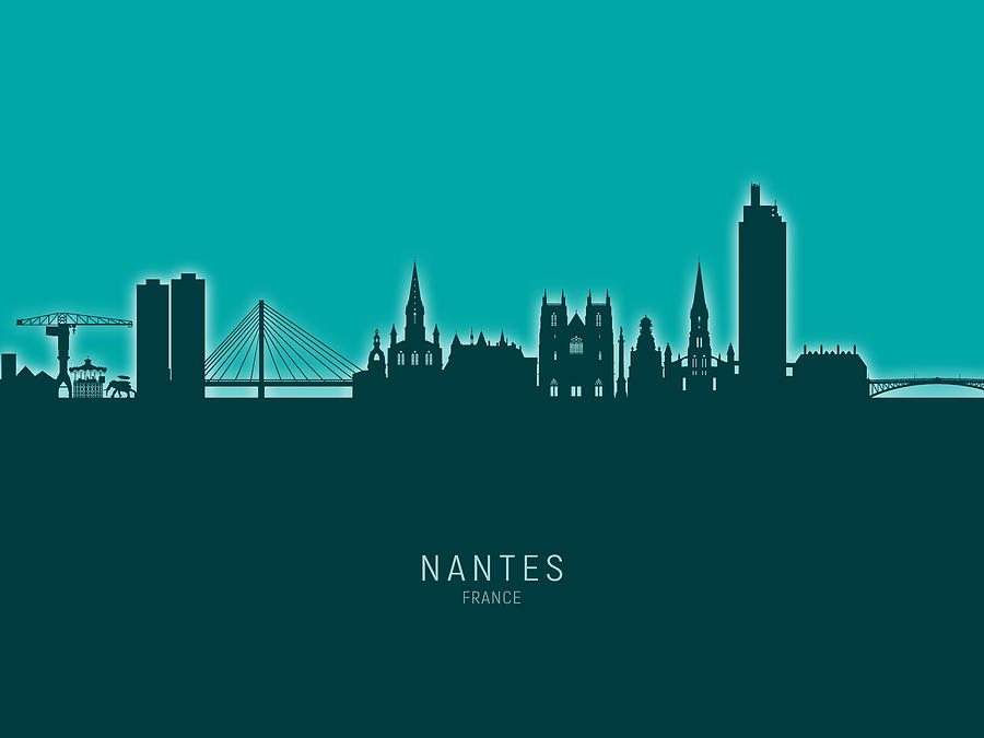 Nantes France Skyline #26 Digital Art by Michael Tompsett
