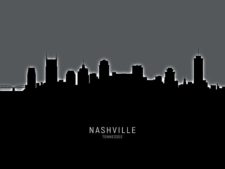 Nashville Tennessee Skyline #26 Digital Art by Michael Tompsett