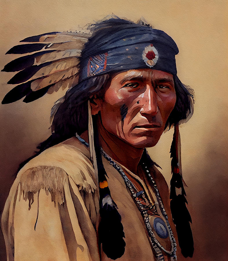 native American Indian masterful photoreal wate by Asar Studios Digital ...