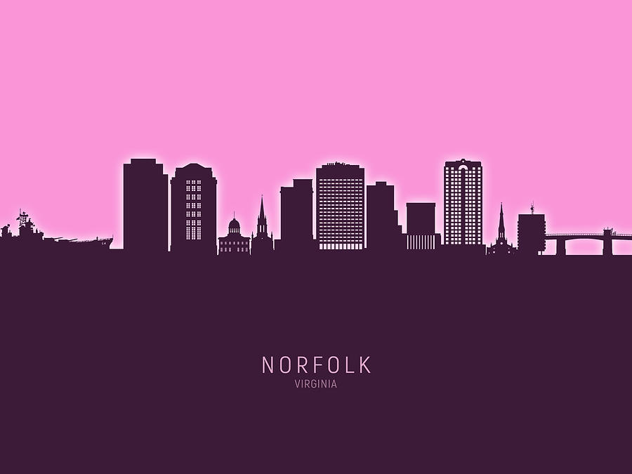 Norfolk Virginia Skyline Digital Art By Michael Tompsett