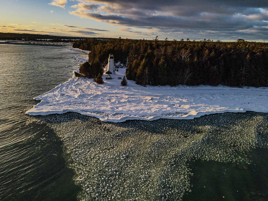 Old Presque Isle Lighthouse in Michigan along Lake Huron in the winter #26 Photograph by Eldon McGraw