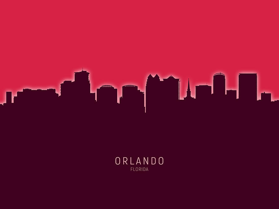 Orlando Florida Skyline #26 Digital Art by Michael Tompsett
