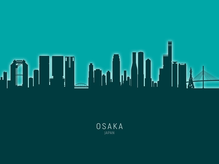 Osaka Japan Skyline #26 Digital Art by Michael Tompsett