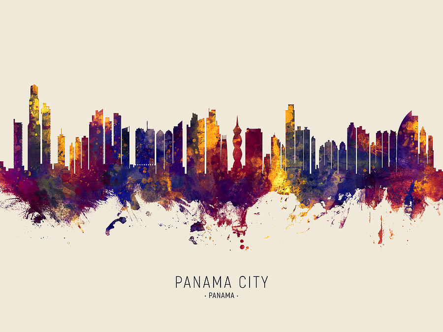 Skyline Digital Art - Panama City Skyline #26 by Michael Tompsett