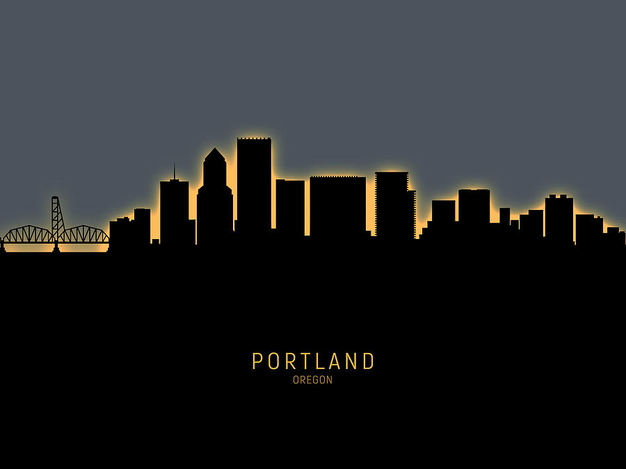 Portland Oregon Skyline #26 Digital Art by Michael Tompsett