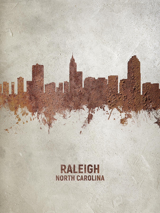 Raleigh Digital Art - Raleigh North Carolina Skyline #26 by Michael Tompsett