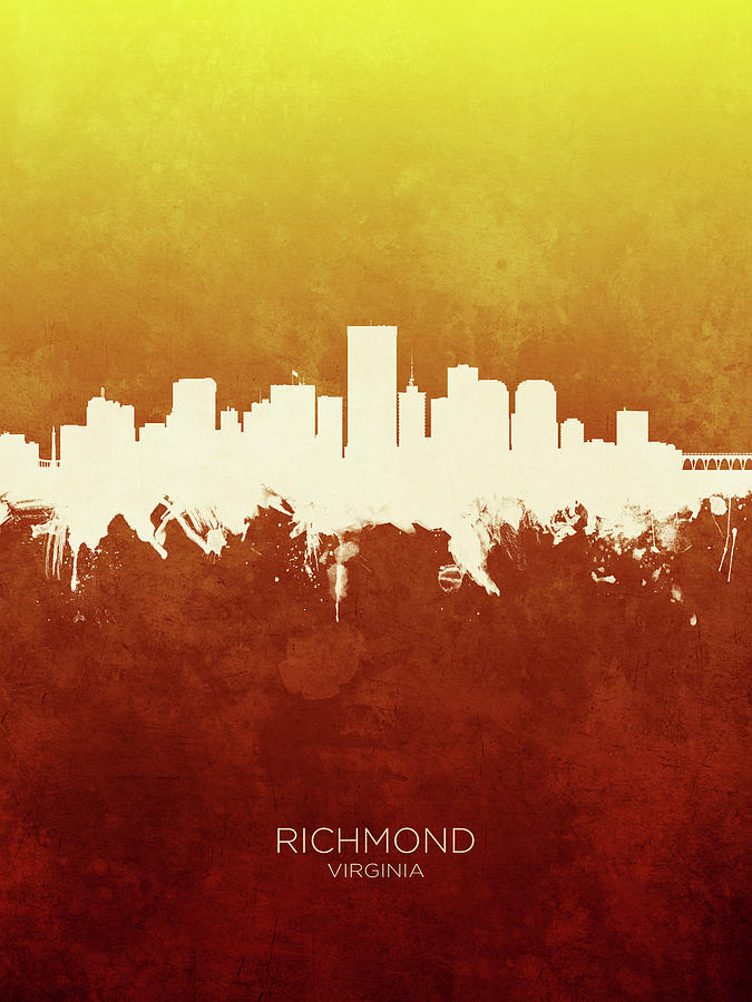 Richmond Digital Art - Richmond Virginia Skyline #26 by Michael Tompsett