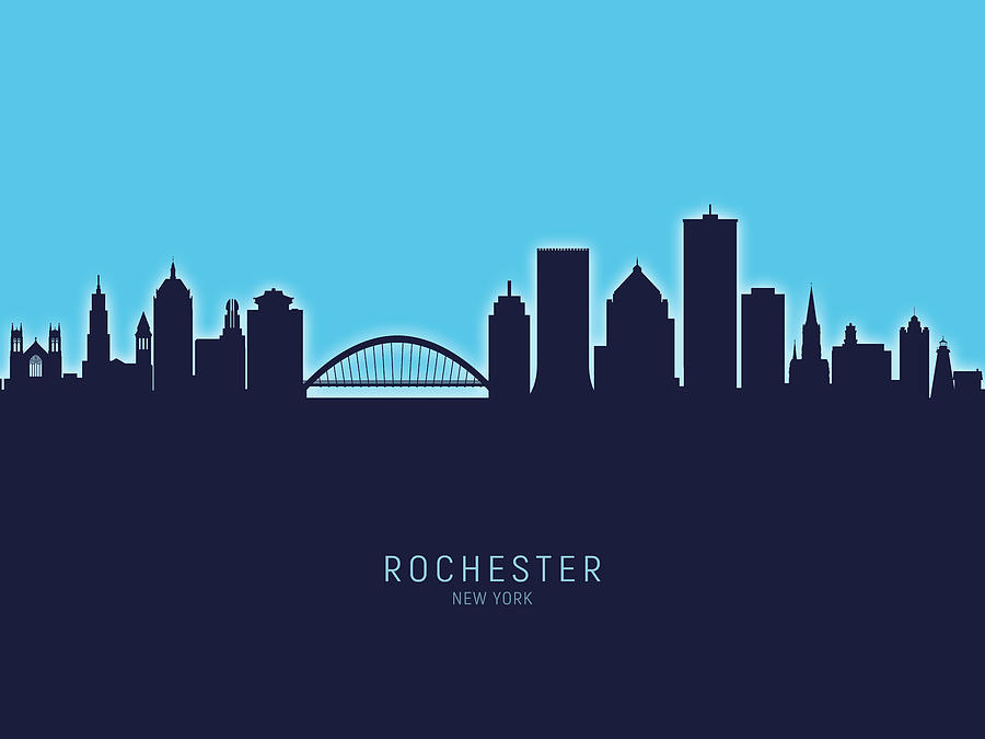 Rochester Skyline Digital Art - Rochester New York Skyline #26 by Michael Tompsett