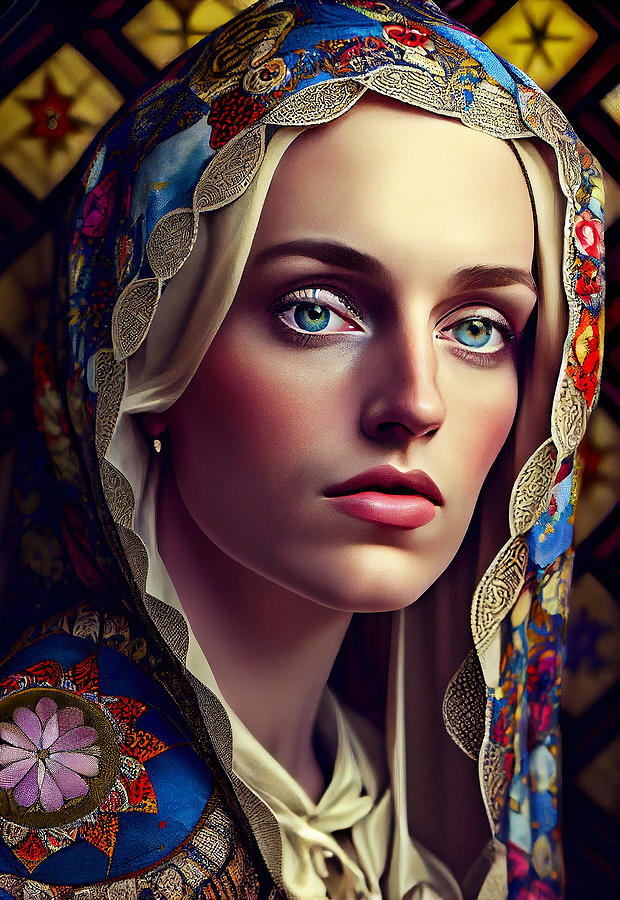 Madonna Mixed Media - Saint Maria Mary Virgin #26 by SampadArt Gallery