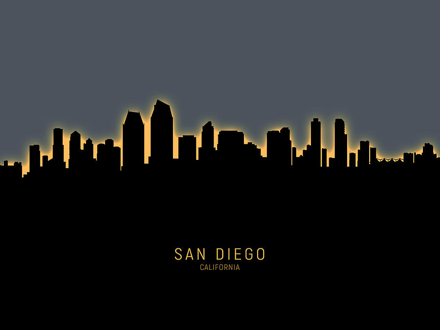 San Diego California Skyline #26 Digital Art by Michael Tompsett