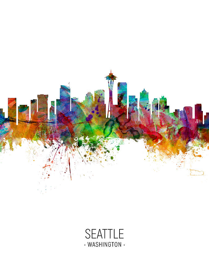 Seattle Washington Skyline #26 Digital Art by Michael Tompsett