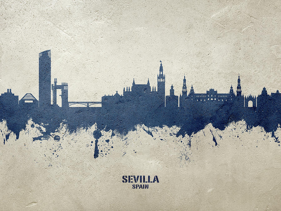 Skyline Digital Art - Sevilla Spain Skyline #26 by Michael Tompsett