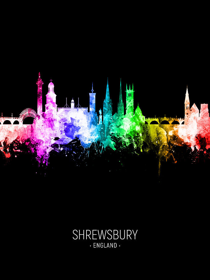 Shrewsbury England Skyline #26 Digital Art by Michael Tompsett