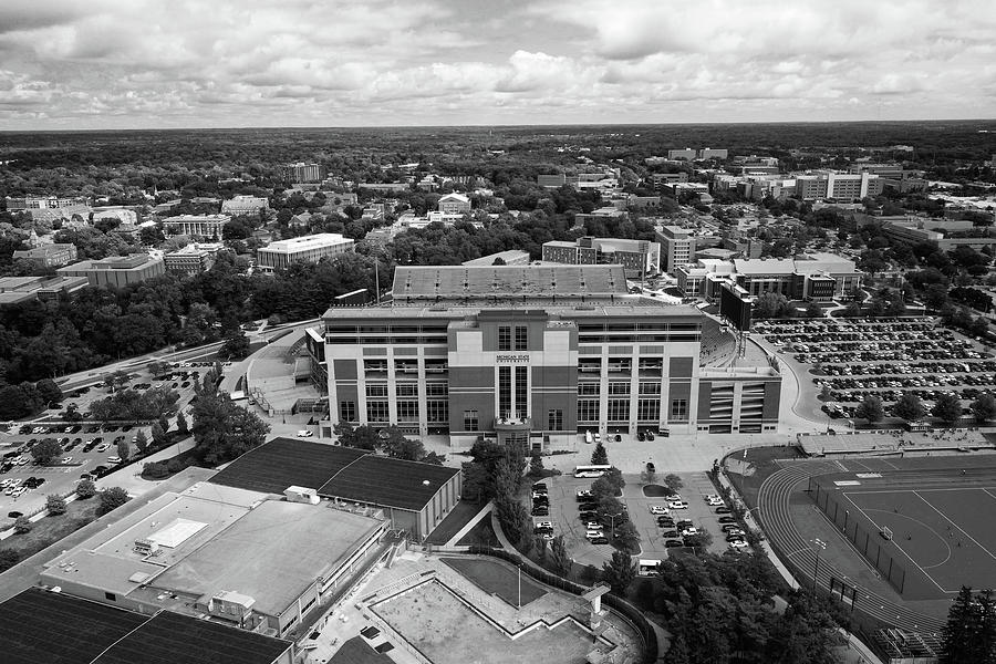 Spartan Stadium At Michigan State University In East Lansing Michigan In Black And White Photograph
