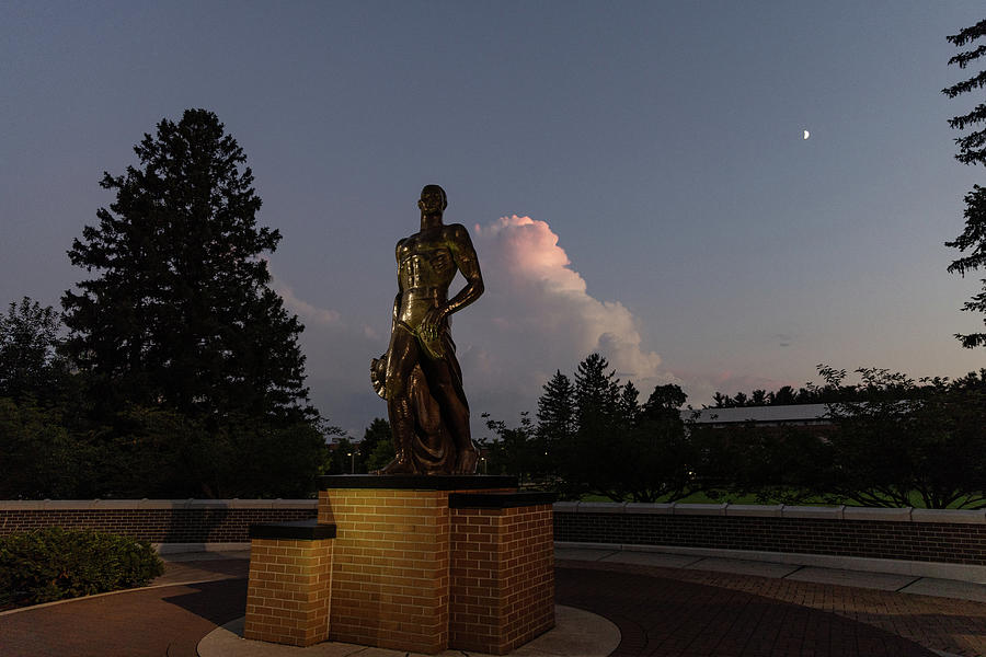 Spartan statue at night on the campus of Michigan State University in East Lansing Michigan #26 Photograph by Eldon McGraw
