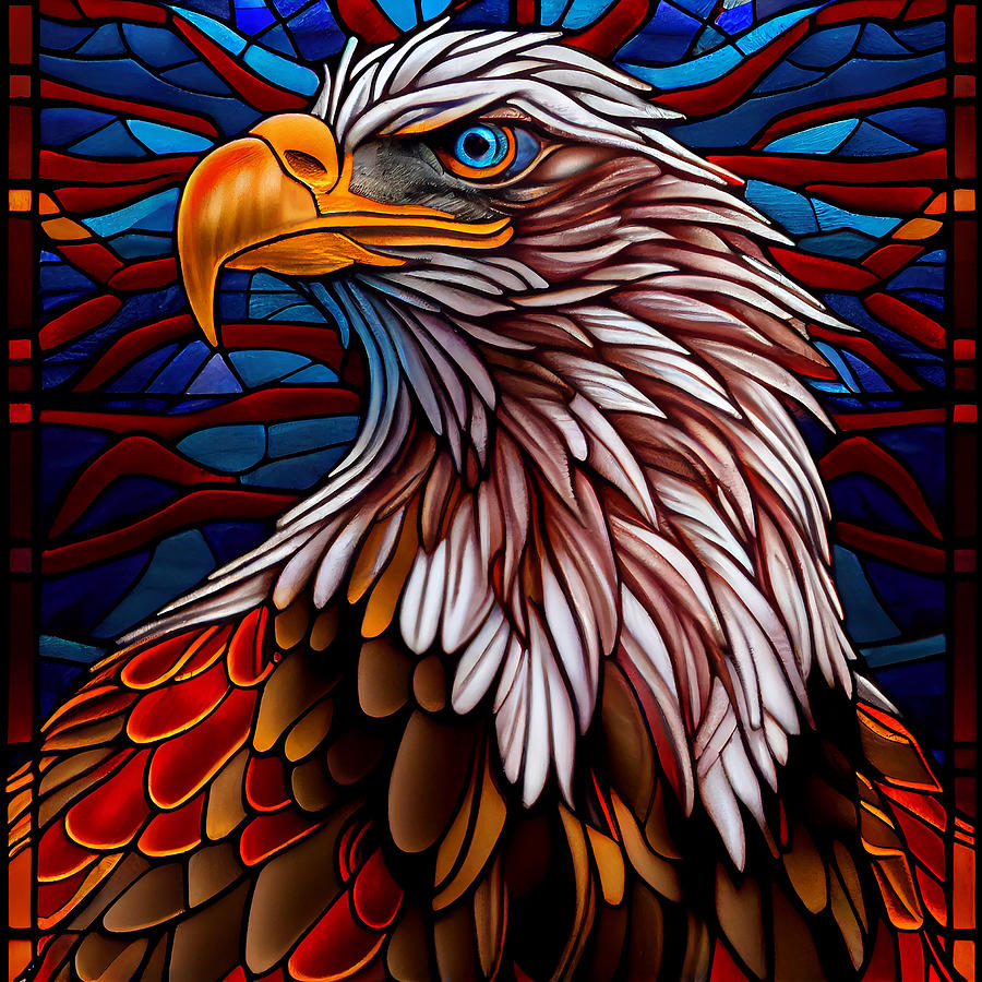 Stained Glass Window Style Eagle Mixed Media by Smart Aviation - Pixels