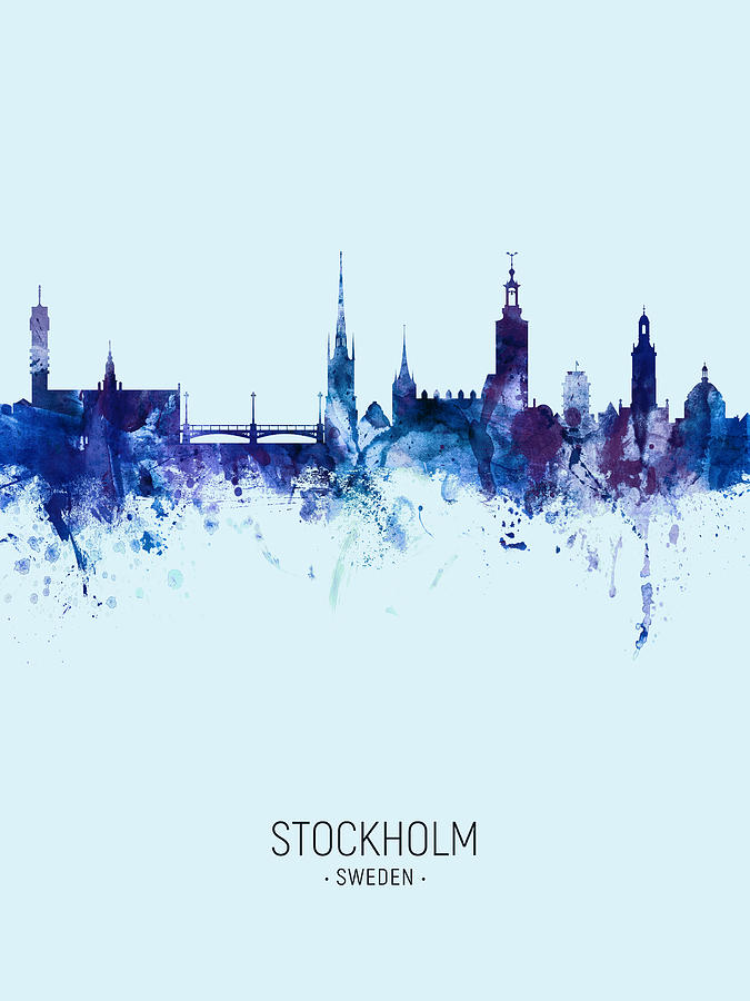 Stockholm Sweden Skyline #26 Digital Art by Michael Tompsett