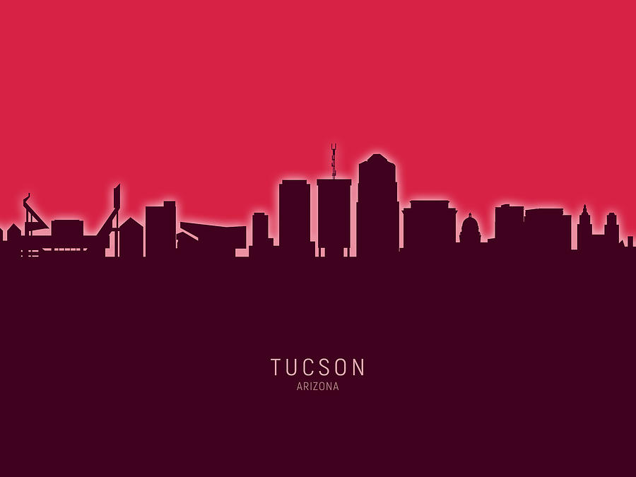 Tucson Digital Art - Tucson Arizona Skyline #26 by Michael Tompsett
