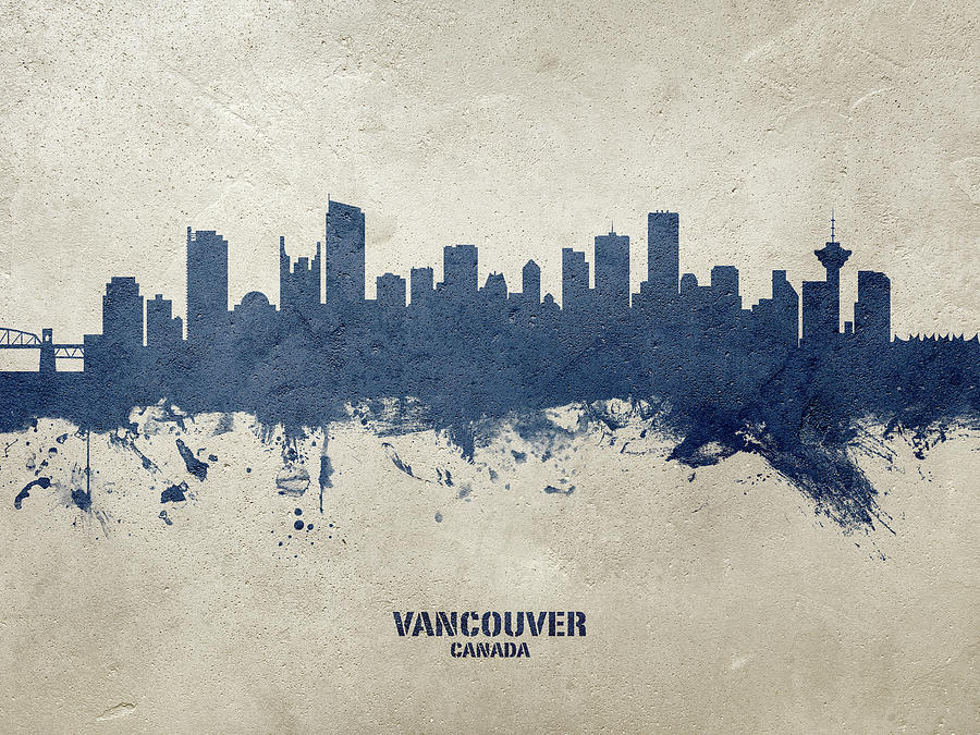 Skyline Digital Art - Vancouver Canada Skyline #26 by Michael Tompsett