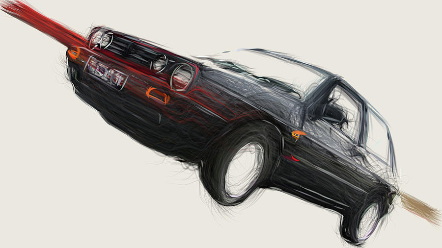 Volkswagen Golf GTI Drawing #26 Digital Art by CarsToon Concept