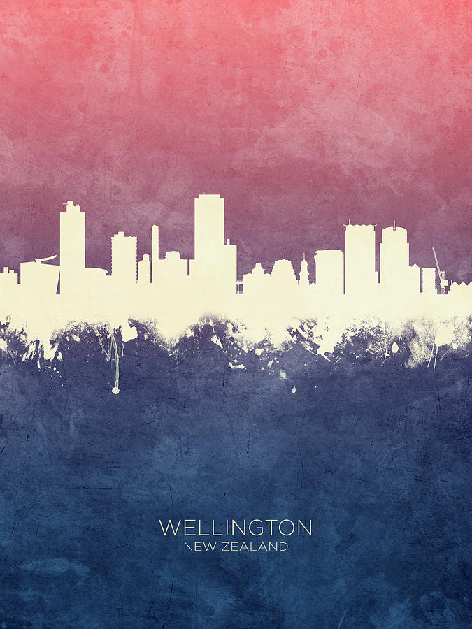 Skyline Digital Art - Wellington New Zealand Skyline #26 by Michael Tompsett