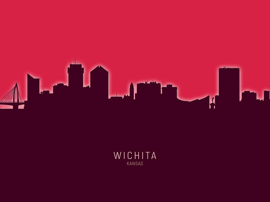 Wichita Digital Art - Wichita Kansas Skyline #26 by Michael Tompsett