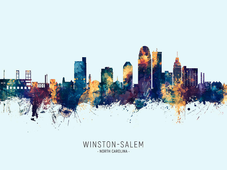 Winston-salem Digital Art - Winston-Salem North Carolina Skyline #26 by Michael Tompsett