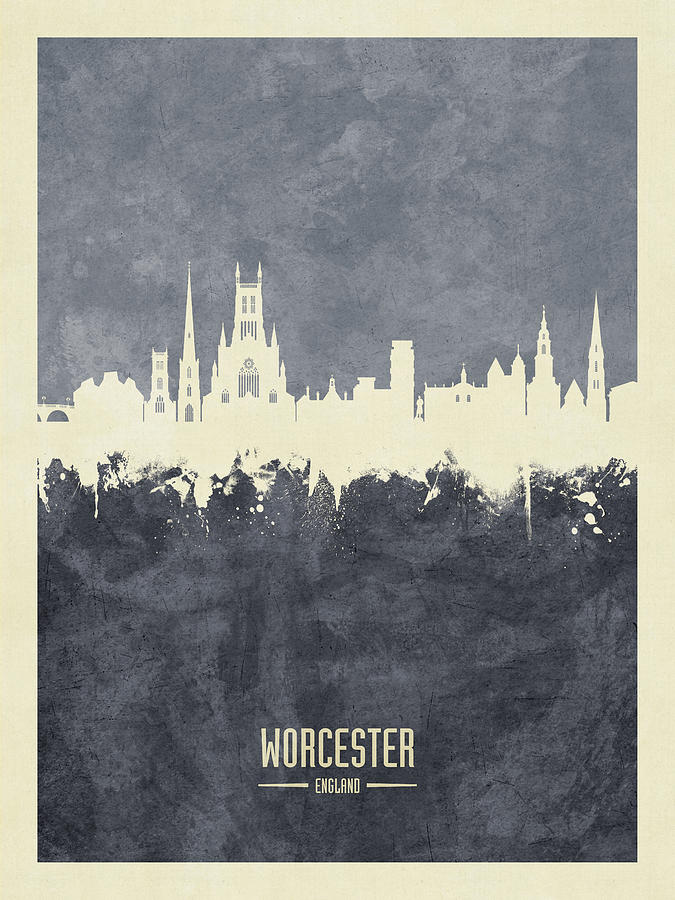 Worcester England Skyline #26 Digital Art by Michael Tompsett