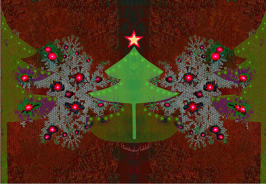 2606 A - Christmas Tree with bright Star Digital Art by Irmgard Schoendorf Welch