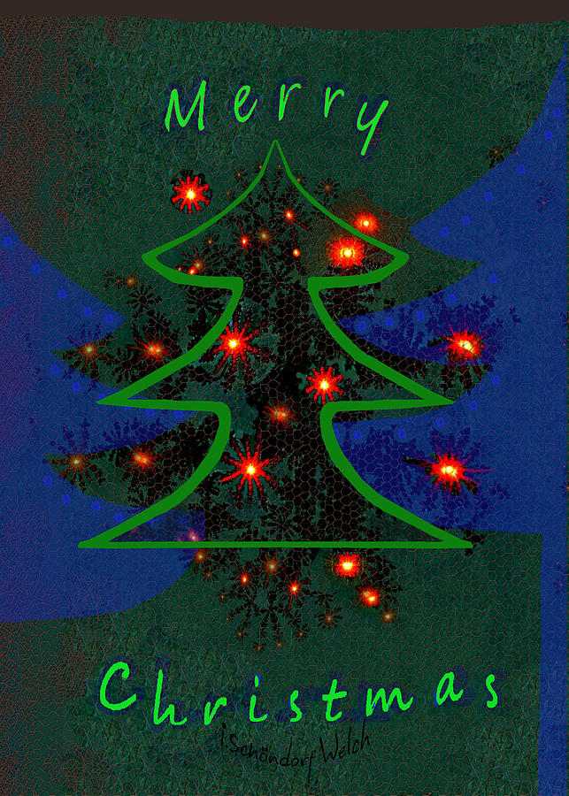 2606 B - Blue Christmas Tree  Digital Art by Irmgard Schoendorf Welch