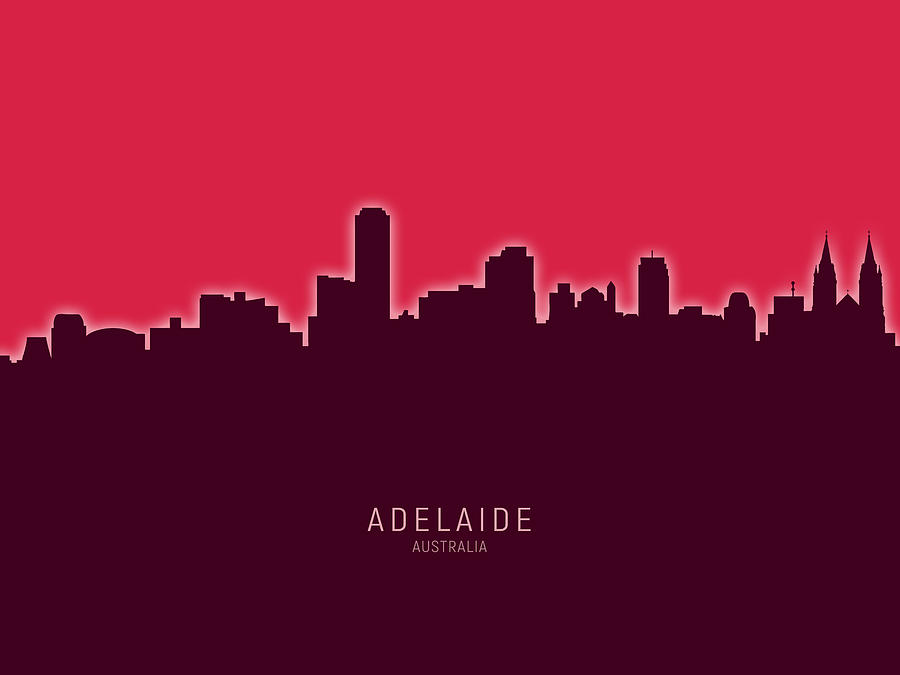 Skyline Digital Art - Adelaide Australia Skyline #27 by Michael Tompsett