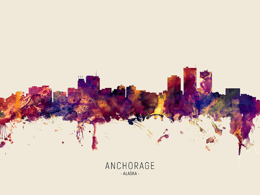 Anchorage Digital Art - Anchorage Alaska Skyline #27 by Michael Tompsett