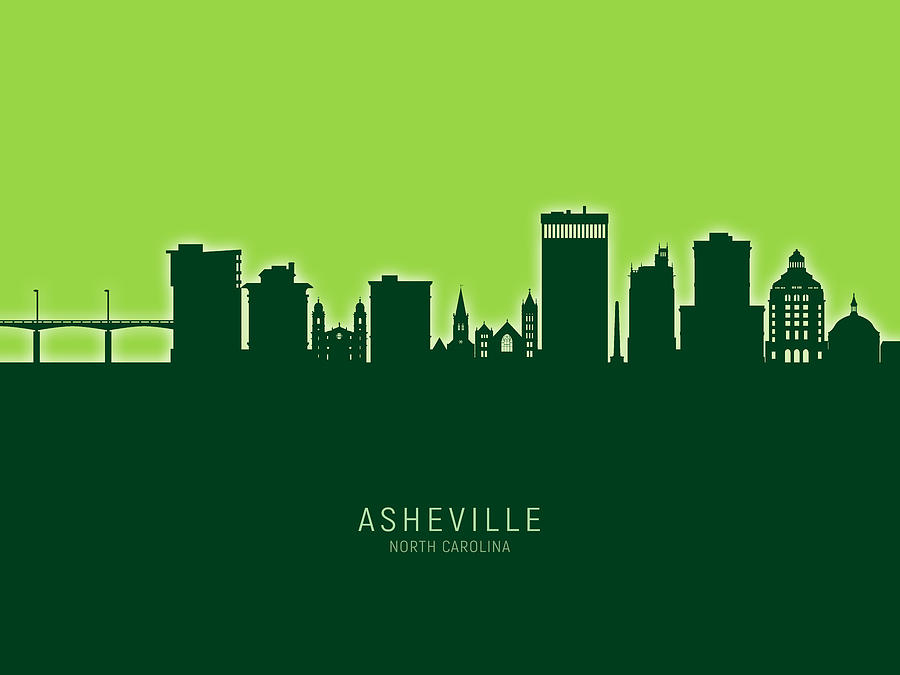 Skyline Digital Art - Asheville North Carolina Skyline #27 by Michael Tompsett