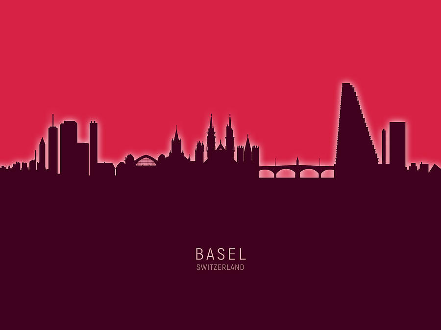 Basel Switzerland Skyline #27 Digital Art by Michael Tompsett