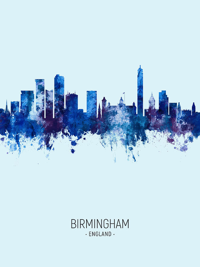 Skyline Digital Art - Birmingham England Skyline #27 by Michael Tompsett