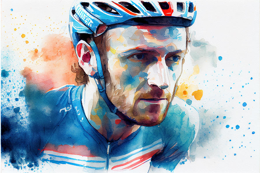 Bradley Wiggins Watercolour Mixed Media by Stephen Smith Galleries ...