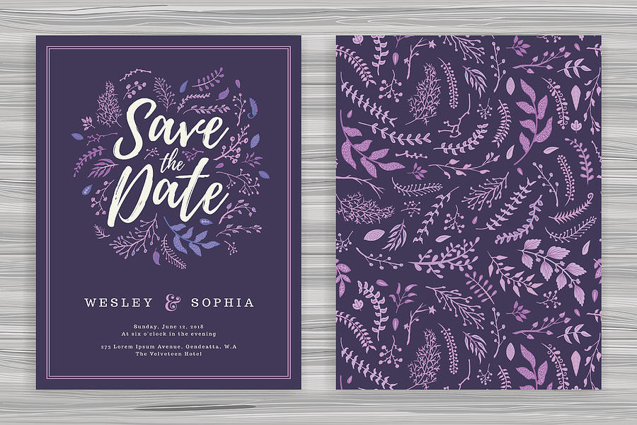 Floral Wedding Invitation Template #27 Drawing by DavidGoh