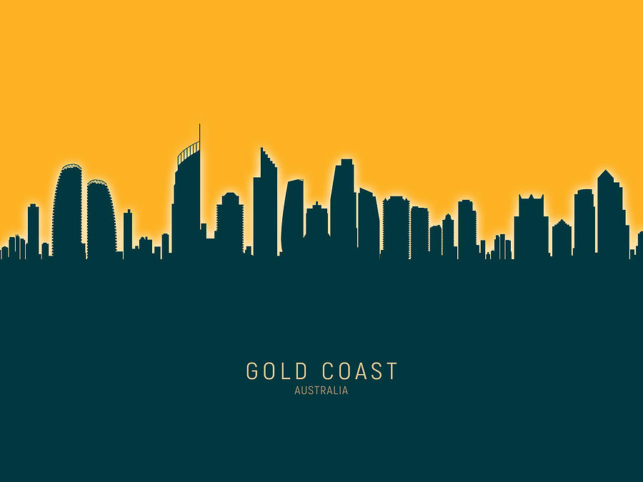 Gold Coast Australia Skyline #27 Digital Art by Michael Tompsett