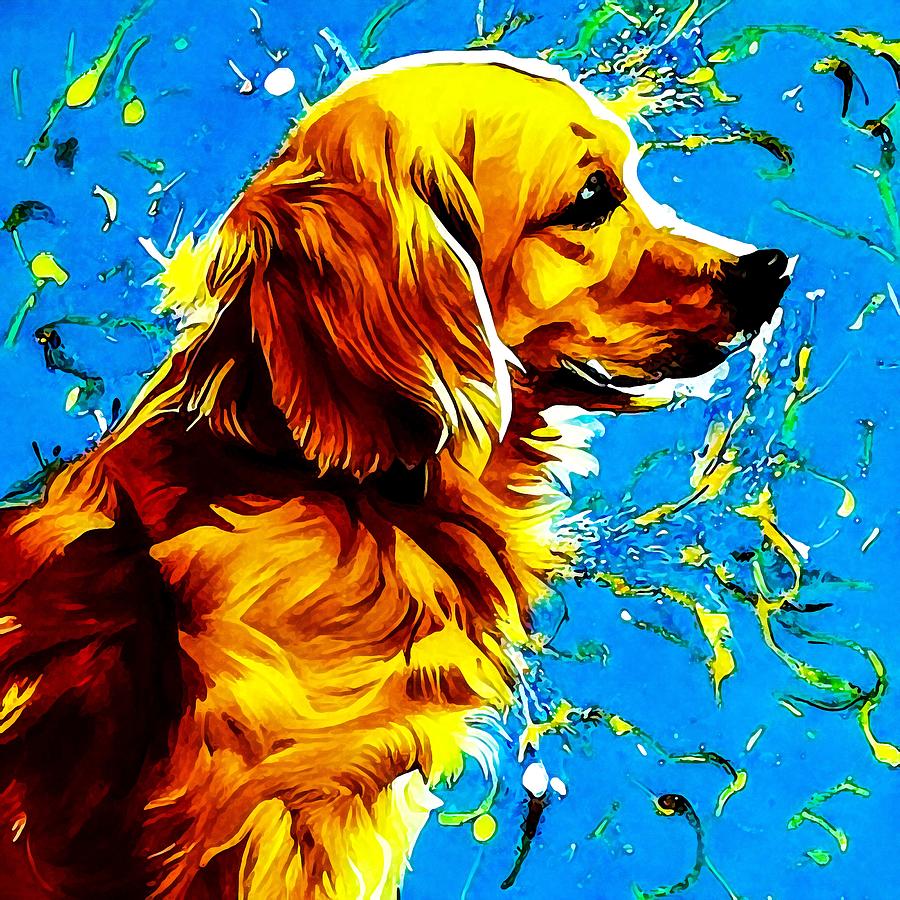 Golden Retrievers Splatter Painting Digital Art by Adrien Efren - Fine ...