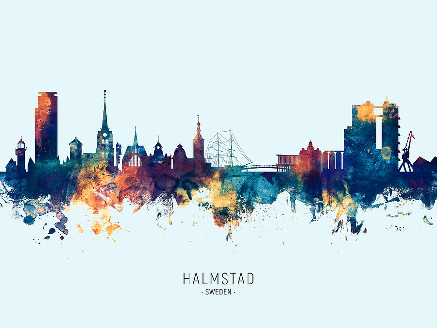 Halmstad Sweden Skyline #27 Digital Art by Michael Tompsett