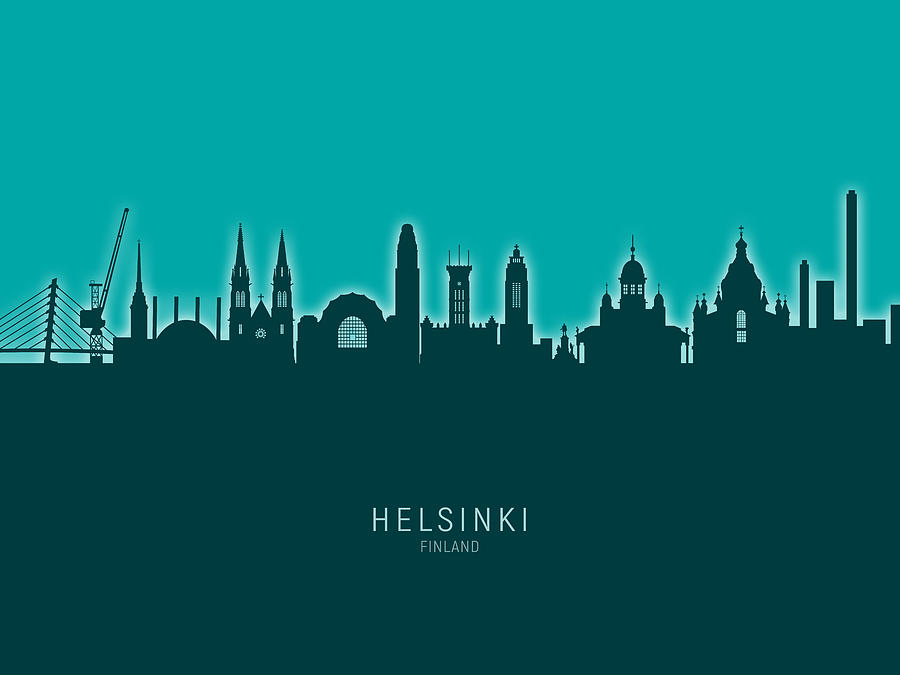Skyline Digital Art - Helsinki Finland Skyline #27 by Michael Tompsett