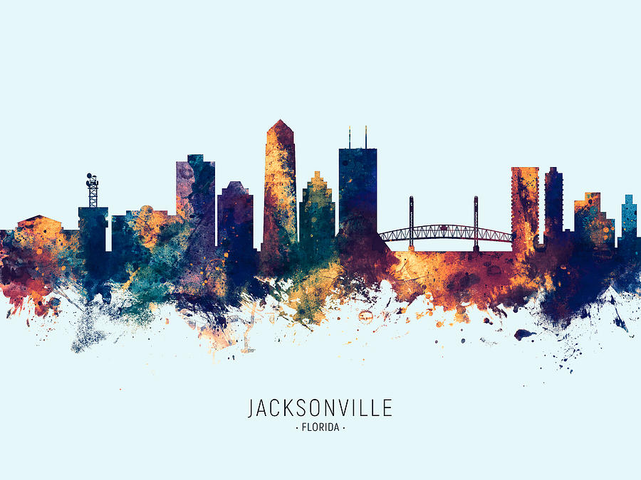 Jacksonville Florida Skyline #27 Digital Art by Michael Tompsett