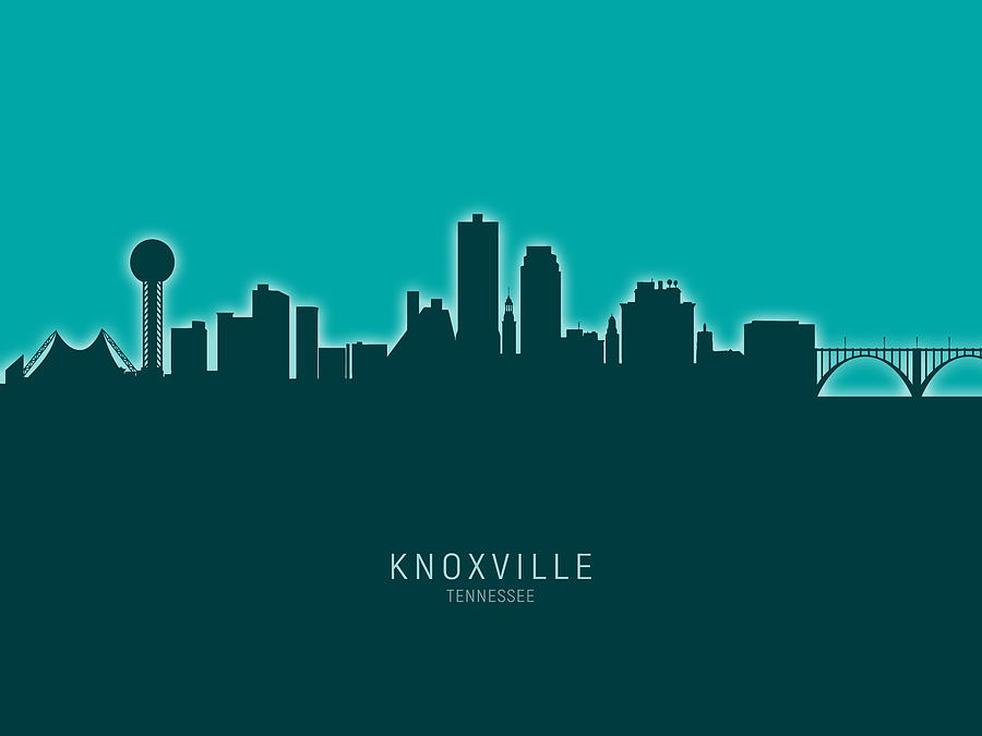 Knoxville Digital Art - Knoxville Tennessee Skyline #27 by Michael Tompsett